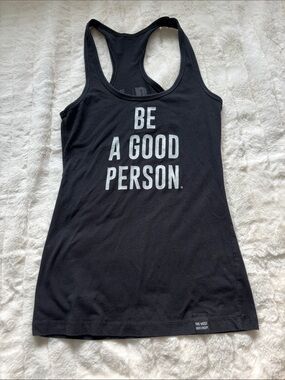 Black Racerback Tank Top with "BE A GOOD PERSON" Slogan